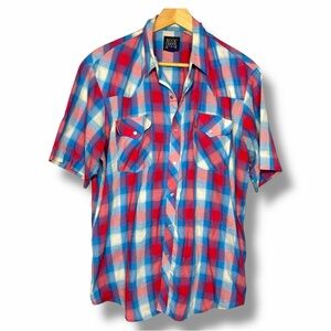Rock Creek Ranch Pearl‑Snap Short‑Sleeve Plaid Shirt Men’s 16 1/2 Western